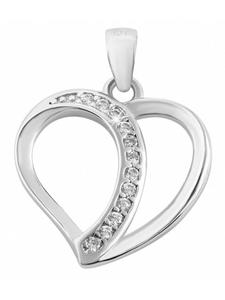 Adeliás Женский кулон в форме сердца из серебра 925 пробы с кубическим цирконием в серебряной оправе