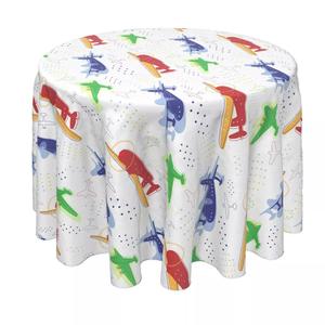Круглая скатерть, 100% полиэстер, круглая 90 дюймов, дизайн самолета