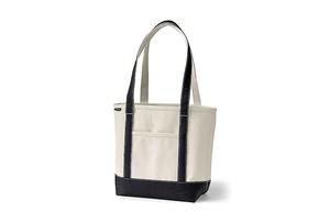 Средняя холщовая сумка-тоут с пятью карманами, открытым верхом и длинными ручками Lands' End, цвет natural/black