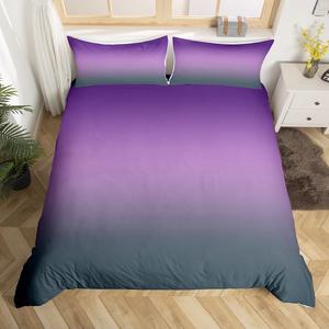 Erosebridal Комплект постельного белья Gray and Purple Rainbow Ombre с градиентным абстрактным принтом, Purple to Gray