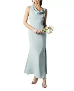 Укороченное платье подружки невесты с воротником-хомутом и перекрученным низом Coast, зеленый