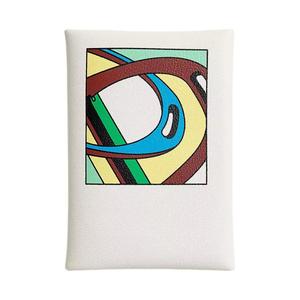 HERMES Миниатюрный кожаный картхолдер Calvi Duo Swift женский белый