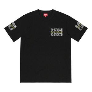Футболка ss19 stack logo tee black logo round neck short sleeve Supreme, черный