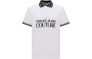 VERSACE JEANS COUTURE Мужская поло из хлопка с принтом логотипа white