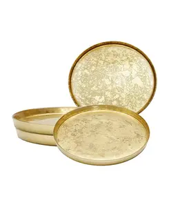 Набор из 4-х тарелок для салата с золотым блеском и рельефным ободом, 8,25 дюйма, на 4 персоны Classic Touch, gold