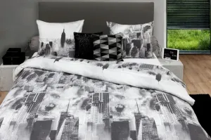 Постельное белье HnL Flannel New York Gray Night Sky 135x200 см + 80x80 см HNL