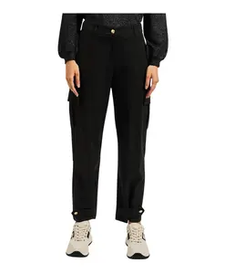 Черные брюки-карго с ремешками на щиколотках Gaudi, черный