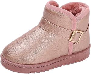 Детские зимние ботинки для девочек с меховой подкладкой, короткие ботильоны на шнуровке из ПУ-кожи с утепленной подошвой для детей 2-12 лет Zzalalana, Pink