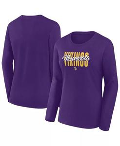 Женская фиолетовая футболка Minnesota Vikings с длинным рукавом и круглым вырезом Fanatics