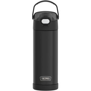 Термос-бутылка FUNTAINER Water Bottle, двухстенная из нержавеющей стали, пригодна для мытья в посудомоечной машине, 0,47 л, охлаждает до 12 часов, с герметичной крышкой с кнопкой Push Button Thermos, черный