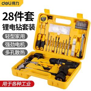 Электрическая дрель Deli, литиевая электрическая дрель, электрическая отвертка, многофункциональный бытовой ящик для инструментов, комбинированный набор, набор из 28 предметов DL1028L