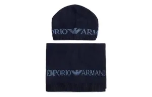 Шарф и шапка с логотипом в технике жаккард EMPORIO ARMANI