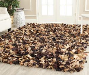 Ковер SAFAVIEH, 183 x 183 см, Rio Shag Collection, Brown & Multi, ручной работы, декоративный, идеален для помещений с высокой проходимостью в гостиной, спальне (SG951B)