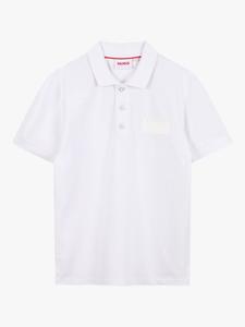 Детская хлопковая поло с коротким рукавом HUGO BOSS, White