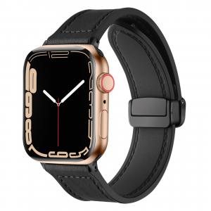 IBOANN Часы Strap Apple Compatibility Silicone Leather Material 38 49mm, Matte black (strap only)