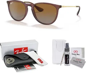 Солнцезащитные очки Ray-Ban RB4171 ERIKA круглой формы для женщин + комплект с аксессуарами, Transparent Dark Brown/ Brown Gradient Polarized