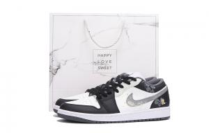 Баскетбольные кроссовки Air 1 с антискользящим износостойким верхом, винтажные, унисекс, черно-серые Jordan, Black Gray