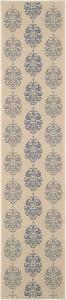 Ковер SAFAVIEH, 69 x 201 см, Washable Rug Outdoor Courtyard Collection - Runner, Natural & Blue, Non-Shedding & Easy Cleaning, идеальный для патио, прихожей, гардеробной, коридора, кухни (CY2720-3101)