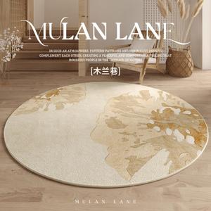 AOVOC Ковер круглый 120 см для гостиной/спальни в стиле wabi-sabi, натуральный деревянный вид, не скользит