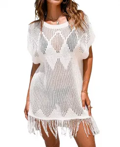 Женское бежевое пляжное мини-платье Snowy Bay Cupshe, белый