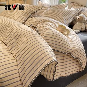 Yalu Комплект постельного белья 1,8 м, 4 предмета: пододеяльник 200x230 см, простыня, 2 наволочки, 100% хлопок, теплый и комфортный, цвет Yunhuan-Blue