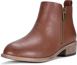 Женские ботильоны Jeossy 905 с низким каблуком, классические короткие ботинки, удобные повседневные ботинки с широкой полнотой, Mocha Brown-905
