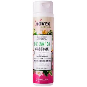 Разглаживающий кондиционер для сухих волос с кокосовым маслом 300мл, увлажняет, уменьшает пушистость Novex Coconut Oil Conditioner