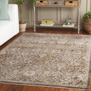 Ковер SAFAVIEH, 122 x 183 см, Hazel Collection, коричневый и ivory, без линьки и простой в уходе, традиционный восточный узор, идеален для помещений с высокой проходимостью: гостиная, прихожая, холл, спальня (HZL508T-4)