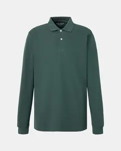 Длинный рукав мужской поло Easy Wear, темно-зеленый