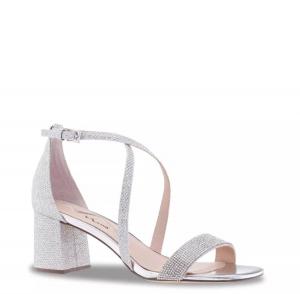 Женские босоножки Nina Neville с серебристым блочным каблуком, украшенным стразами, GAL749 Nina, серебряный