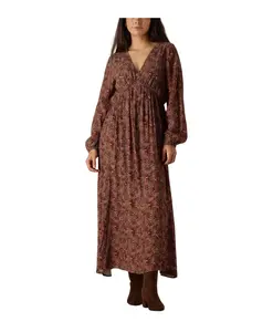 Элегантное платье макси с леопардовым принтом Ydence, коричневый