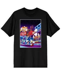 Мужская футболка с принтом Sonic Mania Game Tails, Sonic, Knuckles the Echidna черная - 3XL Sonic The Hedgehog, черный
