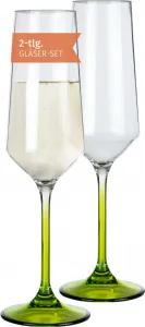 Бокалы для шампанского Milano Green Line, набор из 2 штук, изготовлены из поликарбоната, 280 мл, ударопрочные, не содержат бисфенол А, легкие, идеально подходят для кемпинга, пикников, фестивалей, активного отдыха, просекко и игристого вина Moritz