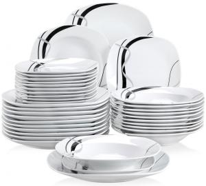 VEWEET 'Fiona' фарфоровый обеденный сервиз, набор тарелок из 36 предметов на 12 персон, в каждой по 12 десертных тарелок, глубоких тарелок и плоских тарелок, белый