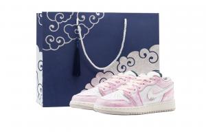 Jordan Баскетбольные кроссовки Air 1 с амортизацией, износостойкие, винтажные, низкие, унисекс, розовые