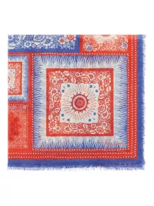 Шаль с зебровым узором и логотипом Roberto Cavalli, синий