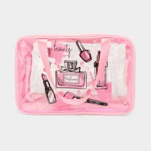 Косметическая сумка с принтом из прозрачной сетки с разделителем FASHNZFAB, розовый