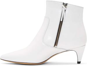 Женские удобные ботильоны YDN с заостренным носком, низкий каблук-стойка, нарядные глянцевые туфли, White