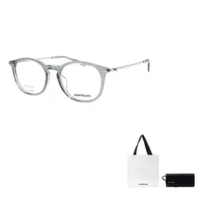 MONTBLANC Пластиковая и титановая оправа для очков круглой формы мужская прозрачно-серая, Transparent Gray