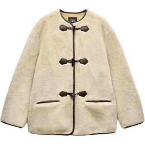 ZARA Женское пальто натурального цвета, Natural