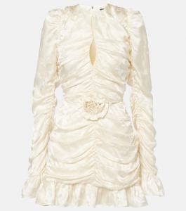 Свадебное мини-платье из атласного шелка с драпировкой Rotate, Egret Comb.