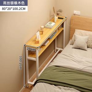 Naijia узкий настенный столик, домашняя ультраузкая барная стойка для кухни, прямой длинный стол, стеллаж для гостиной, напольный узкий шкаф, кованое железо, двухуровневый 80×20 см, цвет дождевой шелк серебристый дуб, белая рама