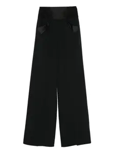 Брюки широкого кроя с кружевными вставками Ermanno Scervino, черный