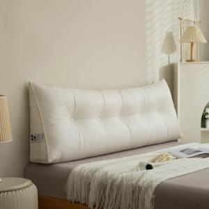 Треугольная подушка для чтения на спинку кровати HIOSIEFUO, белая, Queen (59 дюймов/15), со съемным чехлом