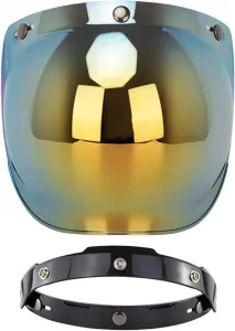 Визор для мотоциклетного шлема Generisch - ветрозащитная линза | Открытый визор для защиты от солнца и ветра, подходит для поездок по городу, шоссе и дальних маршрутов, Gold sheet with black bracket set