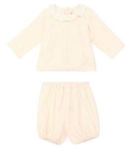 Комплект из блузки и панталон из шелкового бархата Baby Thairys Bonpoint, Blanc Lait