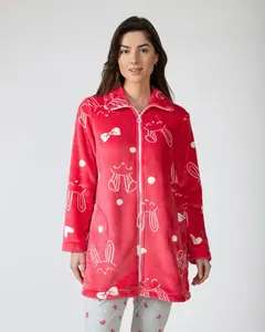 Женский короткий халат на застежке-молнии Massana, красный