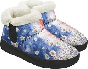 Зимние женские ботинки с меховой подкладкой, подошва EVA, утепленные удобные зимние ботинки для снега, уличные, размер 4,5-14 Chririnla, French Daisy