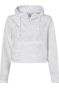 Independent Trading Co. Женская легкая укороченная ветровка с застежкой-молнией на четверть длины, цвет white camo