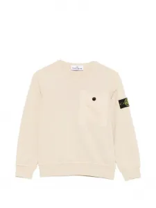 Свитшот с круглым вырезом и нагрудным карманом Stone Island Junior, бежевый
